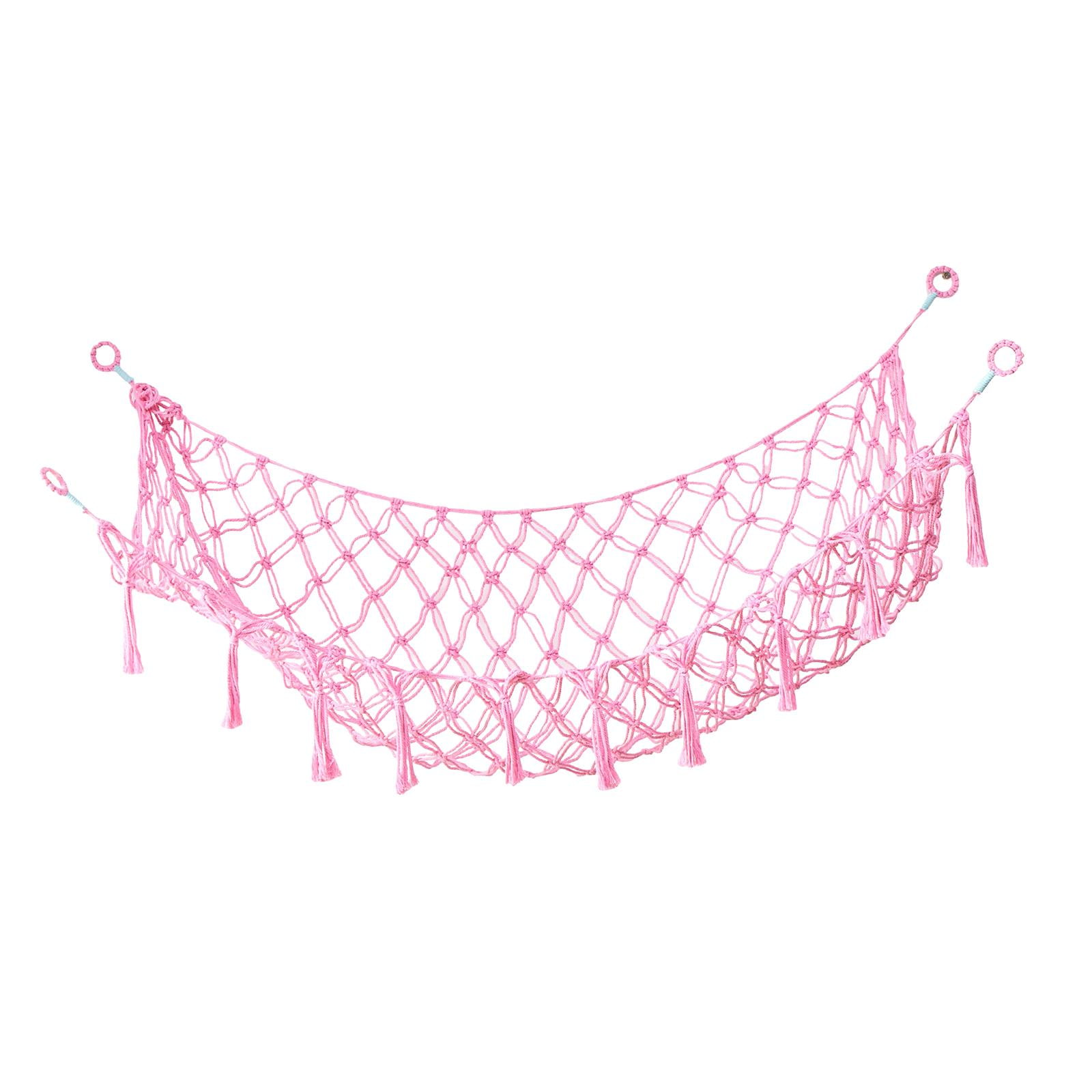 Magideal - Hamaca De Almacenamiento De Juguetes De Peluche, Soporte Para Hamaca De Esquina, Organizador Colgante Hecho A Mano Para Habitación De Niños, Red De Ha Rosa