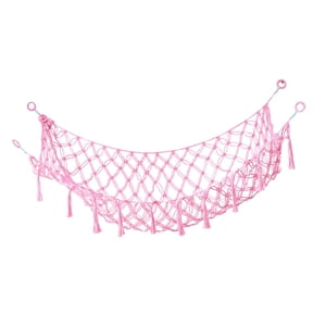 Magideal - Hamaca De Almacenamiento De Juguetes De Peluche, Soporte Para Hamaca De Esquina, Organizador Colgante Hecho A Mano Para Habitación De Niños, Red De Ha Rosa