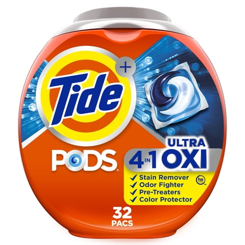 Detergente Para Ropa Tide 4 En 1 Ultra Oxi Pods, 32 Paquetes