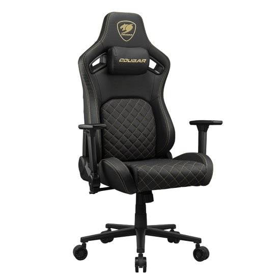 Silla Gamer Profesional Cougar Defensor Gold, Soporte PushBack, Reposabrazos 4D, Tapizado Premium