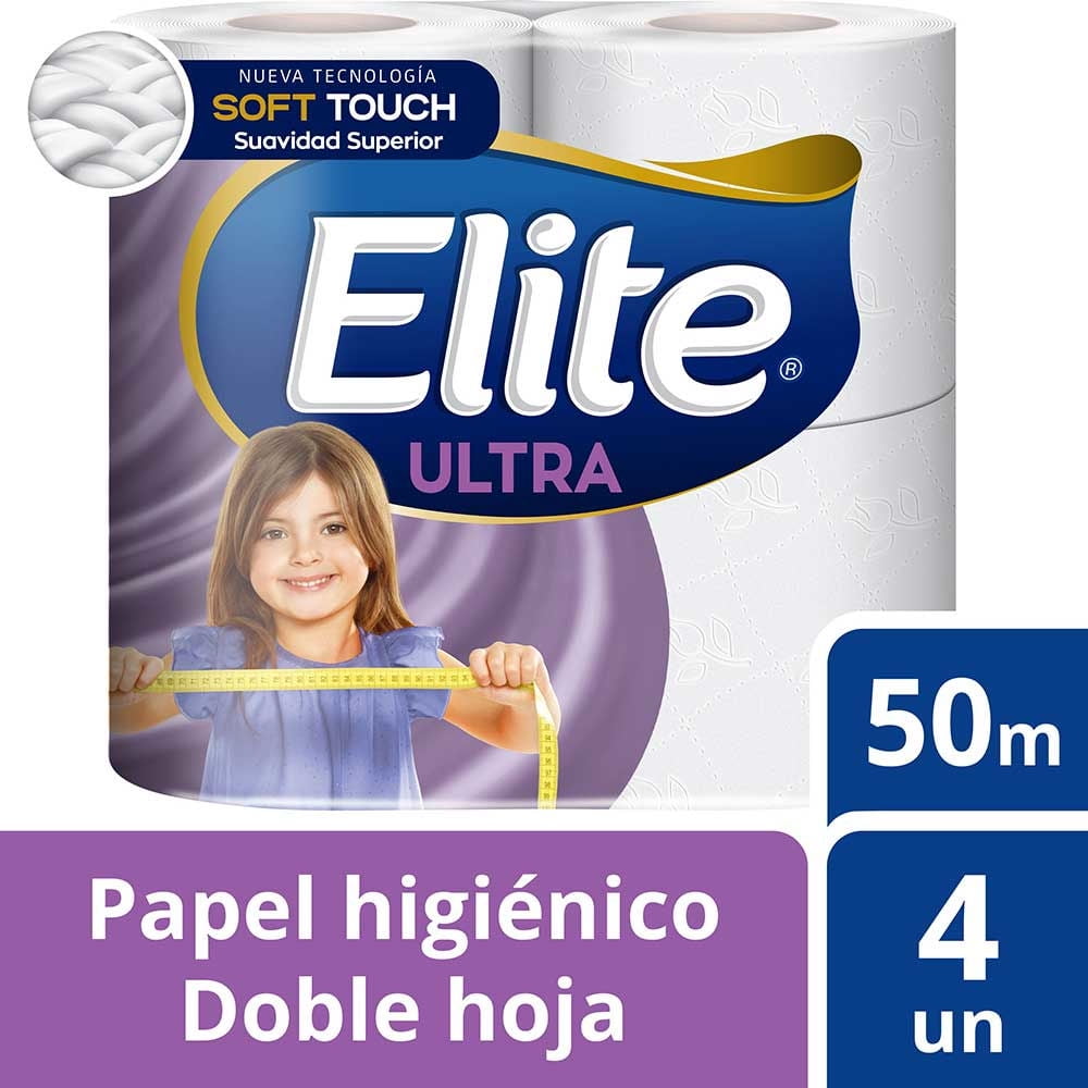 Papel Higiénico Elite Doble Hoja Ultra 4 Un 50 Mt