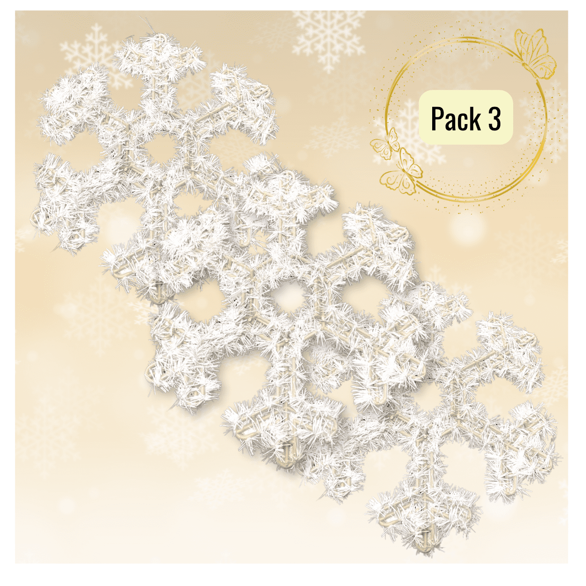 Genérico - Pack 3 Colgante Copos De Nieve Adorno Para Puerta De Navidad 2025