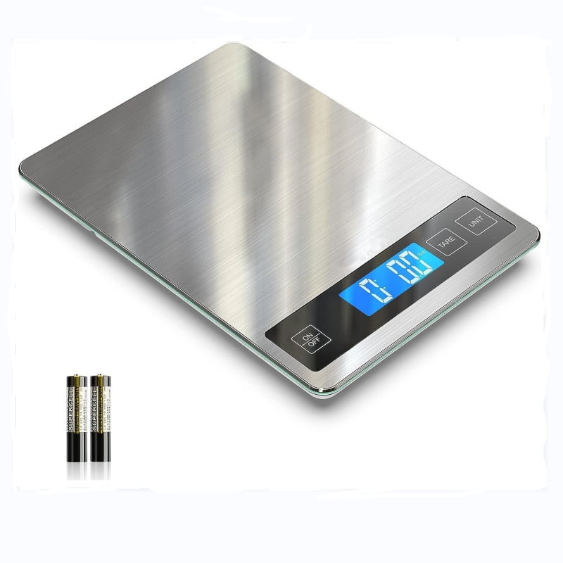Xusx111 - Escala De Alimentos, 22lb Escala De Cocina Digital Peso Gramos Y Onzas Para Cocinar Hornear, 1g / 0.1oz Graduación Precisa, Acero Inoxidable Y Vidrio Templado (plata De Ceniza)