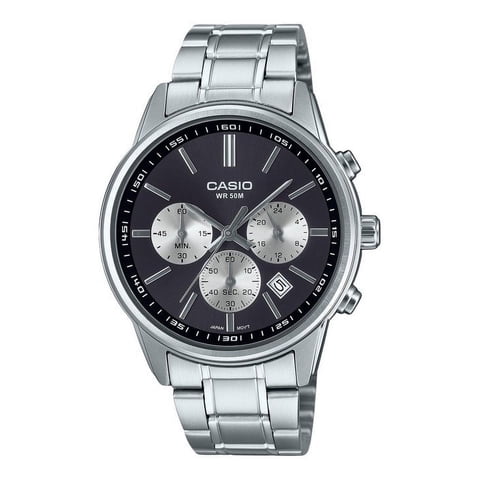 Casio - Reloj Standard Cronógrafo Análogo Acero Inoxidable Esfera Gris Cuarzo Mtp-E515D-1Av Para Hombre