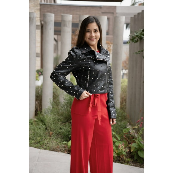 Chaqueta Biker Negra Brillante - MM SHOP