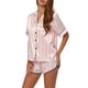 thumbnail image 4 of INSPIRE CHIC Conjuntos de Pijama de Satén para Mujer Ropa de Dormir Tops con Pantalones Cortos Conjuntos de Descanso XL Rosa-Blanco, 4 of 6