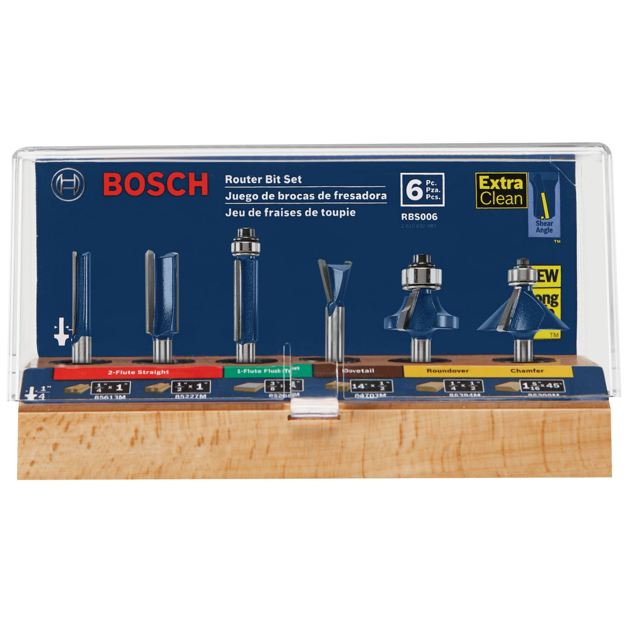 Juego De Brocas Fresadoras Bosch Rbs006, 6 Piezas, Vástago De 1/4 Pulgadas Con Punta De Carburo
