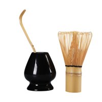 Magideal - Juego De Matcha De Estilo Japonés, Batidor De Bambú, Cuchara Para Matcha, Ceremonia Tradicional Japonesa Del Té Para Salón De Té, Soporte De Cerámica Para Batidor De Matcha, G Negro