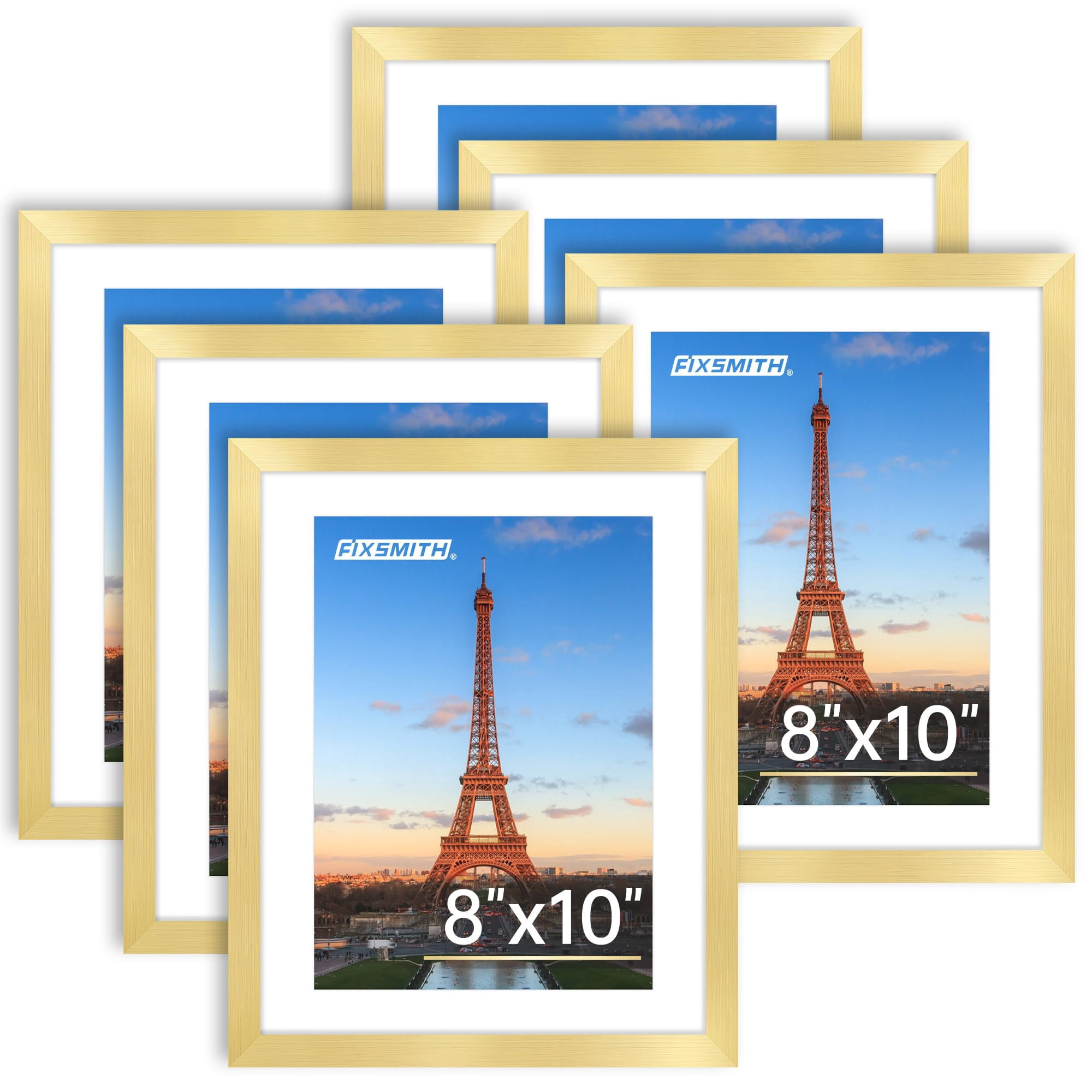 Marco De Fotos Fixsmith Dorado De 20 X 25 Cm Con Plexiglás, Paquete De 6