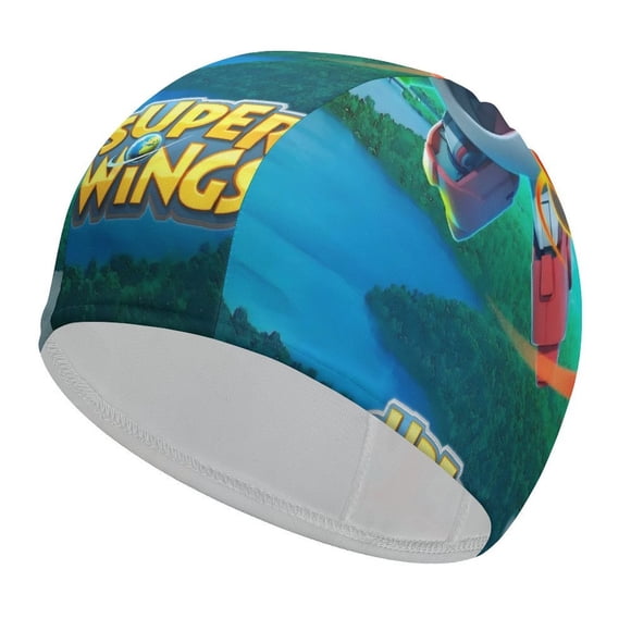 Super Wings Gorro de Natación de Licra, Gorro de Baño de Tela Cómoda, Gorro Elástico Antideslizante para Hombres, Mujeres y Niños