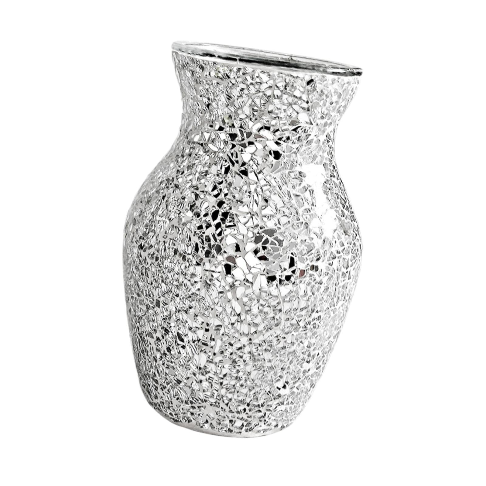 Bothyi - Jarrón Decorativo De Vidrio Con Espejo De Mosaico Para Arreglos Florales, Cocina Y Hogar.
