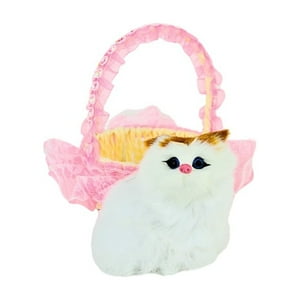 Soleio - Gato Maullador En Canasta Juguete Decorativo Rosado