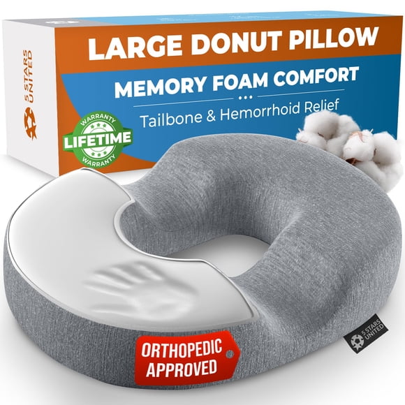 Cojín Donut Pillow 5 STARS UNITED para hemorroides, color gris