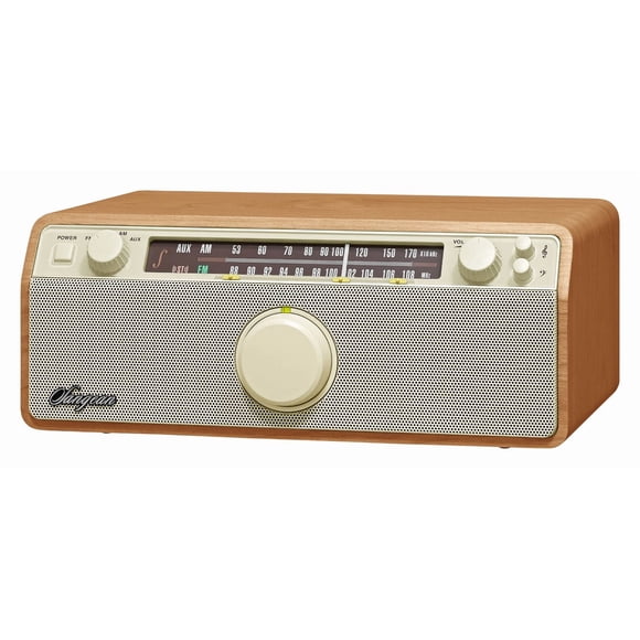 Radio Sangean WR-12 AM/FM/Aux-In estéreo analógico, color nogal