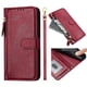 thumbnail image 3 of Funda tipo cartera para UMIDIGI Power 7 con bolsillo con cremallera, tarjetero, soporte, correa para la muñeca y tapa de cuero Rojo, 3 of 5