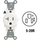 thumbnail image 2 of Toma eléctrica Leviton R52-T5020-0WS, 20 amperios, blanca, 2 of 3