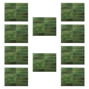 Magideal - 10 Piezas De Azulejos De Pared De Pvc, Pegatinas De Pared, Despegar Y Pegar, Decoración De Baño A Prueba De Agua Y Aceite, Azulejos De Pared Gruesos 3 Verde