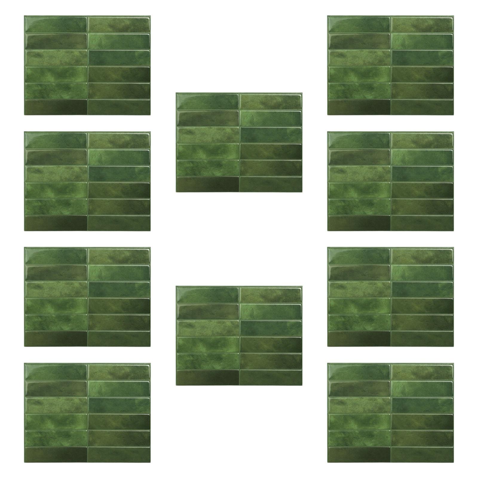 Magideal - 10 Piezas De Azulejos De Pared De Pvc, Pegatinas De Pared, Despegar Y Pegar, Decoración De Baño A Prueba De Agua Y Aceite, Azulejos De Pared Gruesos 3 Verde