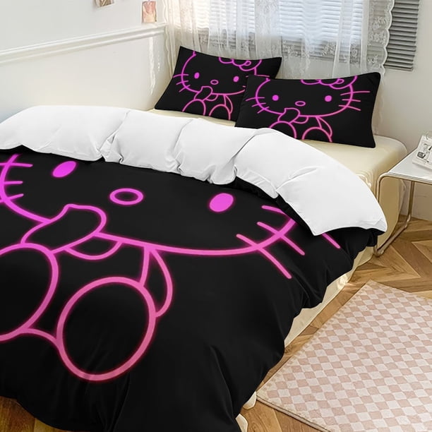 Hello Kitty 3-Piece Twin Bed Set - Includes 1 Single Comforter And 2 Pillowcases Bedding - Fade Resistant Microfiber - Hello Kitty