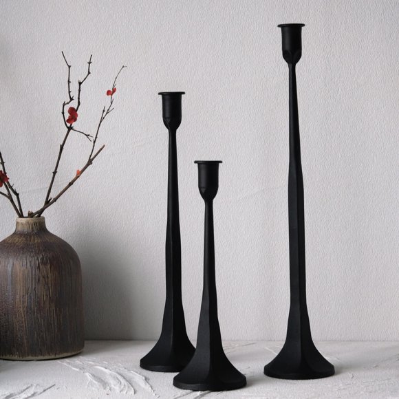 Juego de Portavelas Denique Negro de 3 Piezas 12‑15,5 cm