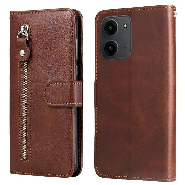 Funda con Cremallera para Xiaomi Redmi 15C, Carcasa Cartera de Cuero PU con Soporte y Tarjetero