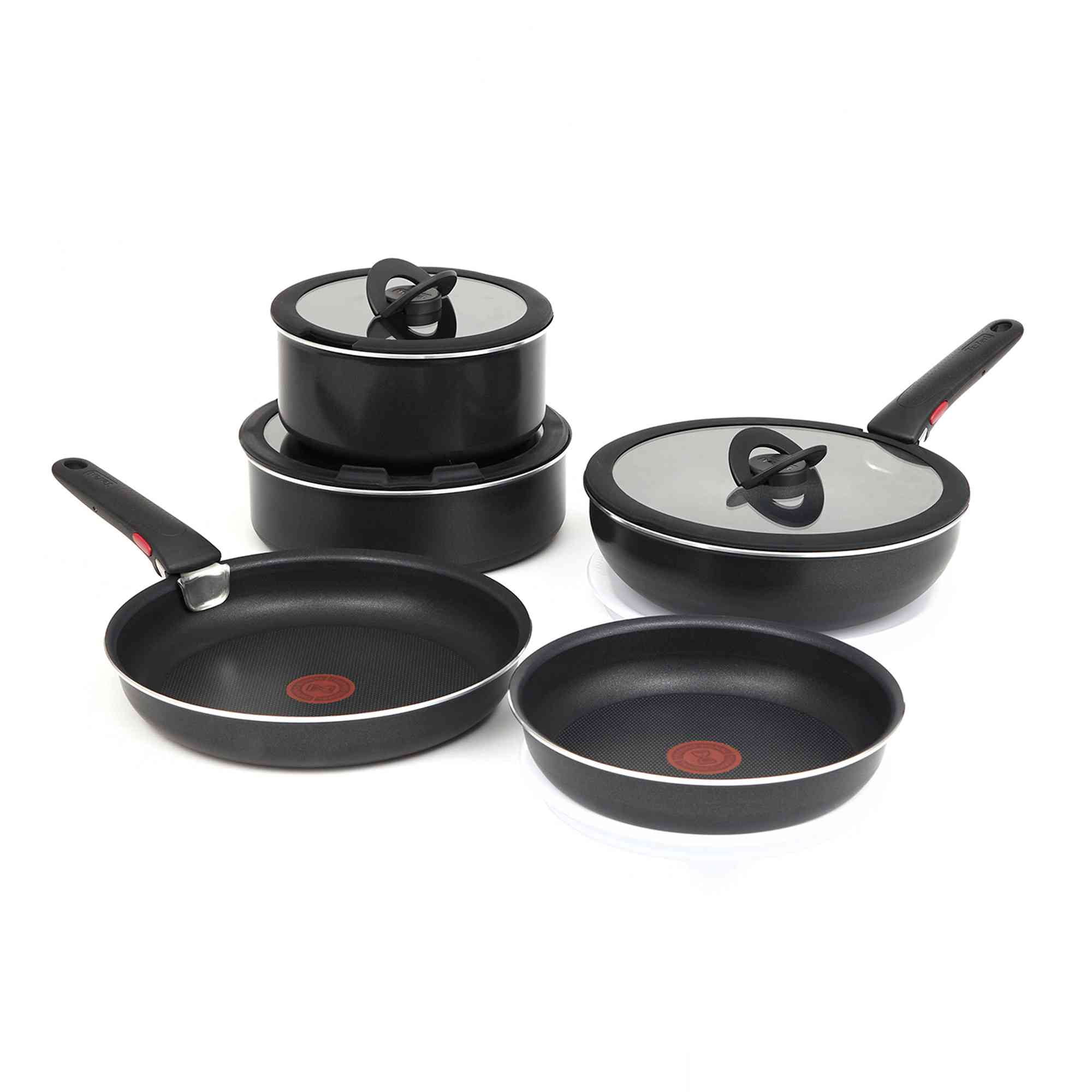 Bateria De Cocina Antiadherente Ingenio 12 Pcs Con Mangos Tefal