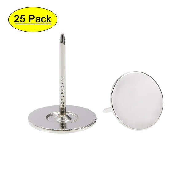 Uxcell 25 Pcs Clavos de Tapicería Tachuelas Cabeza Plana Clavos para Muebles Tono Plateado 0.75x0.98"