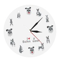 Magideal - Reloj De Pared Con Diseño De Schnauzer De 12 Pulgadas, Reloj Analógico Redondo Creativo Que No Hace Tictac, Reloj Colgante De Pared Silencioso Para La