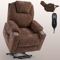 M&Ms - Up To 350 Lbs Chenille Power Lift Recliner Chair, Heavy Duty Motion Mechanism With 8-Point Vibration Massage And Lumbar Heating, Usb And Type-C Ports, Stainless Steel Cup Holders, Brown