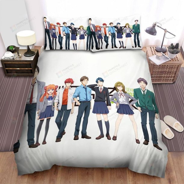 Monthly Girls' Nozaki-Kun Characters Quilt Duvet Cover Set Queen Kids Bedding3-Piece Bedding Set