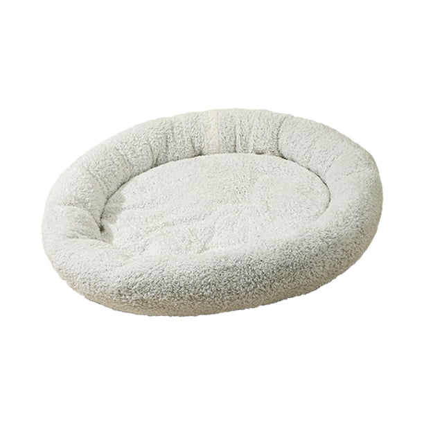 Cama redonda de felpa suave para mascotas, cama para perros y gatos, cómoda repetición acogedora para otoño e invierno, caseta para dormir para gatos , Blanco