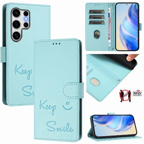 Funda Cartera para Samsung Galaxy S25 Ultra con Bloqueo RFID, Cierre Magnético y Ranuras Tarjetas Verde