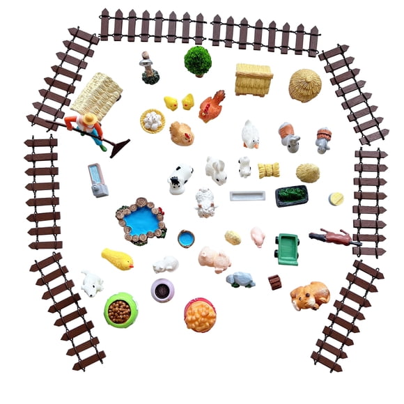 Set de Animales en Miniatura para Pastura Anrher 45 piezas de Resina