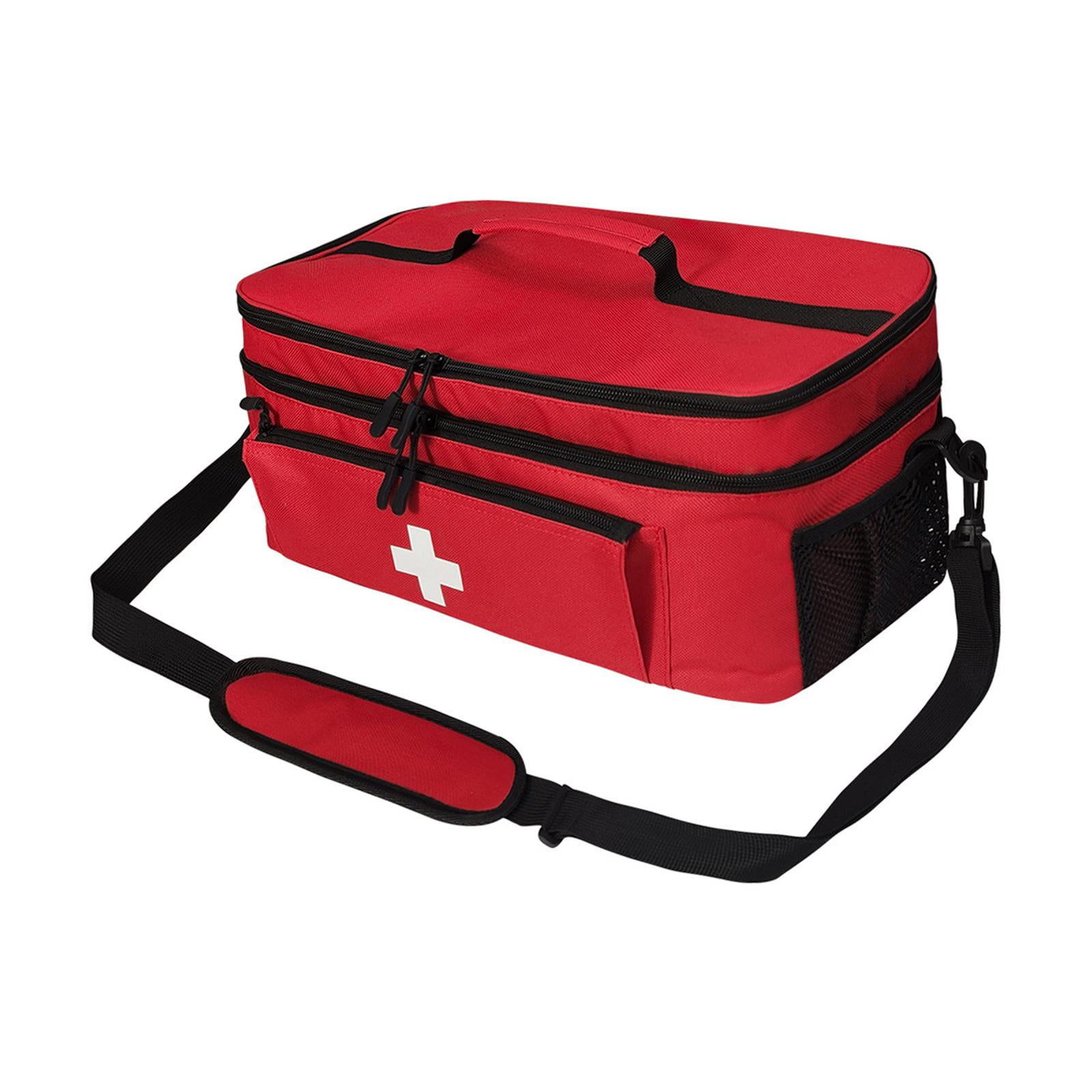 Magideal - Bolsa De Primeros Auxilios Bolsa De Almacenamiento Médico De Doble Capa, Organizador De Kits De Emergencia Rojo, Organizador De Botellas Para El Lugar