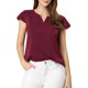 thumbnail image 2 of INSPIRE CHIC Blusa Sólida para Mujer Cuello en V con Volantes Manga Corta Ligera Blusa de Trabajo L Burdeos, 2 of 7