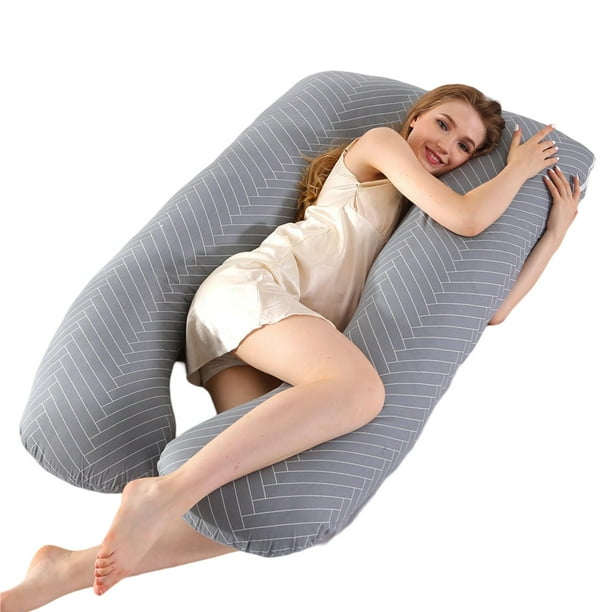 Almohada para embarazadas, almohada en forma de U desmontable y lavable, cojín grande, almohada de cintura