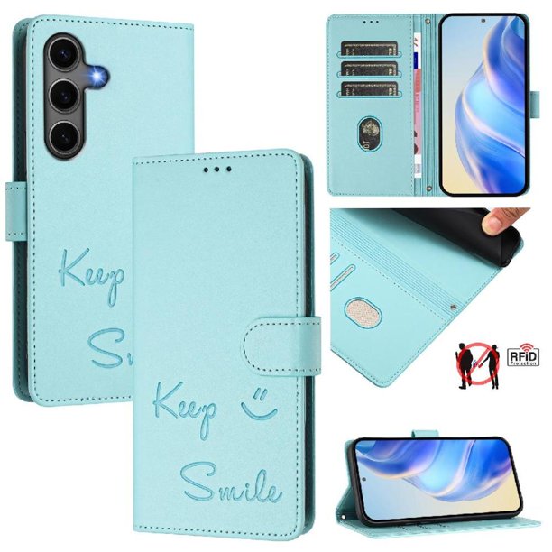 Funda Cartera para Samsung Galaxy S24 Plus con Bloqueo RFID, Cierre Magnético y Ranuras Tarjetas Verde