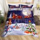 thumbnail image 1 of Christm-as Trees D-u-t Co-ve-r Queen Size Sa-nta Claus- and Snowman Comfort-er Cover with 2 Pillow-case for Te-ens Adults Kids S-tarry Sky Be-dding Set Snow Sc-ene Brea-thable 3 Pieces D-ecorative, 1 of 5