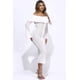 thumbnail image 2 of Saronite Vestido Midi de Tela con Volantes, Hombros Descubiertos y Mangas Acampanadas, Blanco (para Mujer), 2 of 4