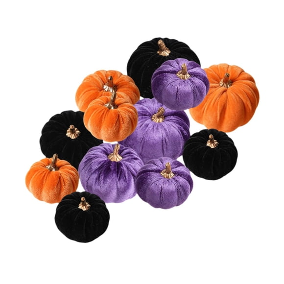 12 Calabazas Artificiales De Terciopelo Para Rellenar Cestas Y Decorar Casas De Campo.
