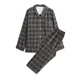 thumbnail image 1 of Conjuntos de pijama para hombre, ropa de casa informal con estampado a cuadros, camisetas de manga larga, pantalones con cuello vuelto, pijamas de noche, regalos para hombres, 1 of 5