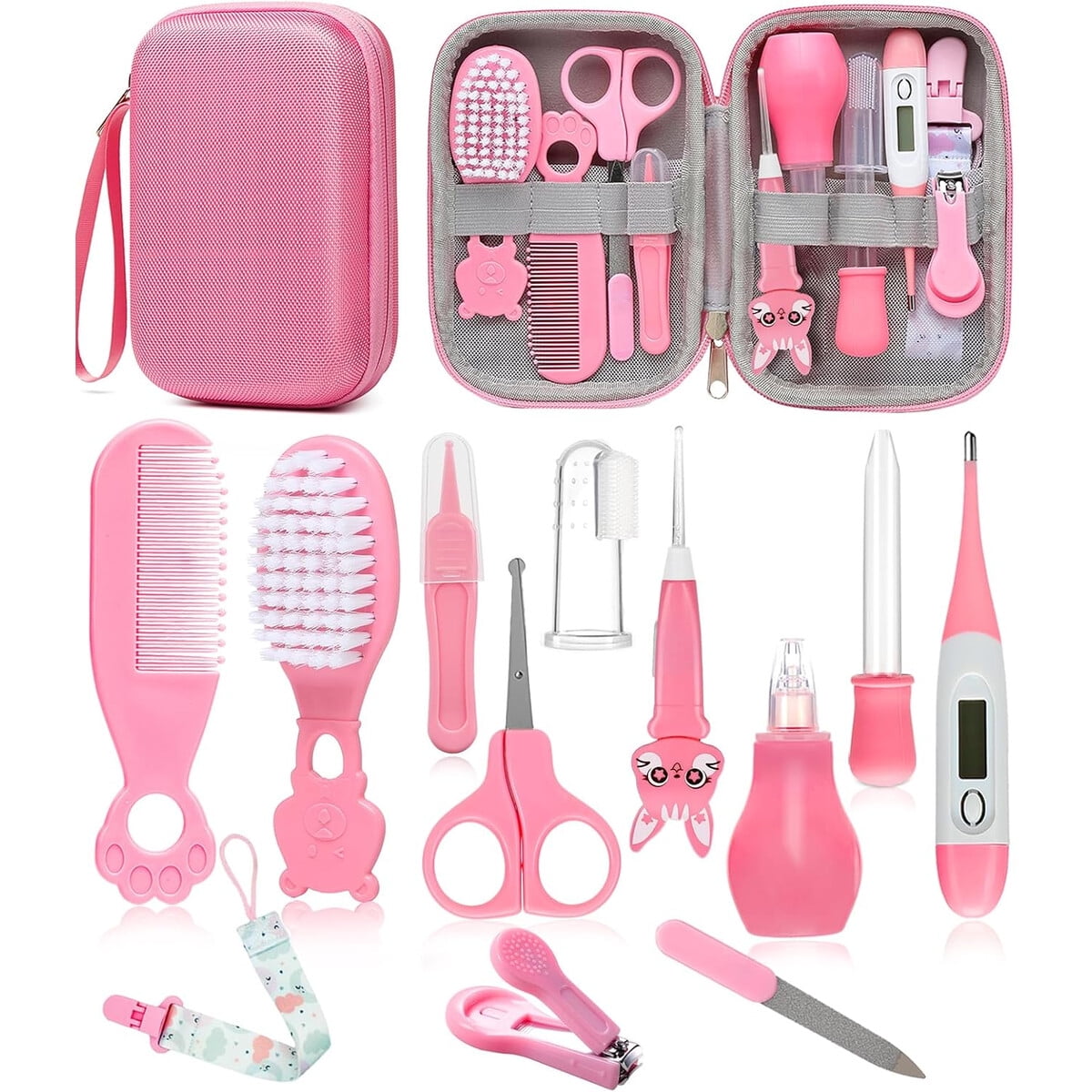 Set Cuidado Bebé Yasew 13 Piezas Rosa Termómetro Tijera
