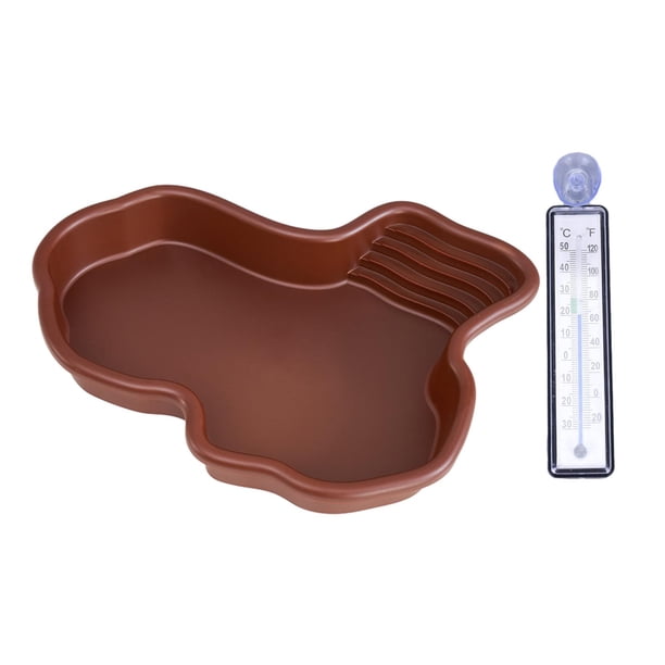 Cuenco de Agua para Alimentación de Reptiles, Piscina de Baño para Reptiles, Adorno para Acuario, Plato de Agua para Tortugas, Plato de Alimentación P sin tubo