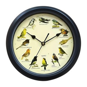 Magideal - Reloj De Pared Con Pájaro Cantor, Decoración De Habitación, Reloj De Melodía Versátil, Funciona Con Pilas, Para Bares, Cafeterías, Regalo De Inaugurac Negro 25Cm