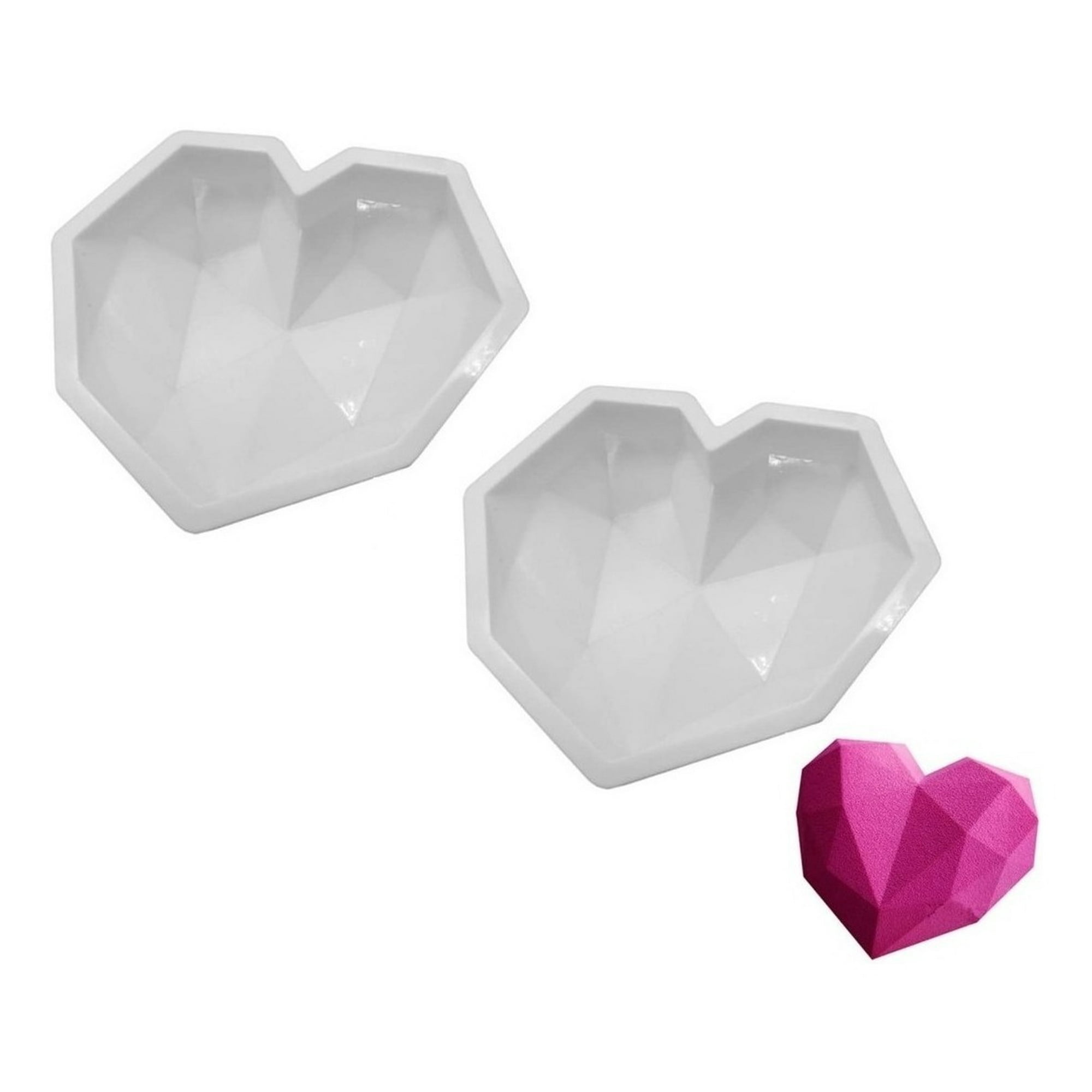 Genérico - 2 Molde Corazon Diamante Molde De Silicona Corazón Chocolate