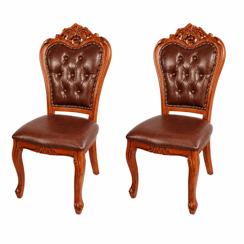 Genérico - Pack X2 Sillas De Comedor Roble Americano Tapizado En Ecocuero