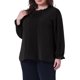 thumbnail image 4 of Agnes Orinda Conjuntos de Halloween Blusas de Talla Grande para Mujer con Pliegues, Manga Larga, Cuello Redondo, Puños Elásticos, Blusa Elegante de Oficina 4X Negro, 4 of 6