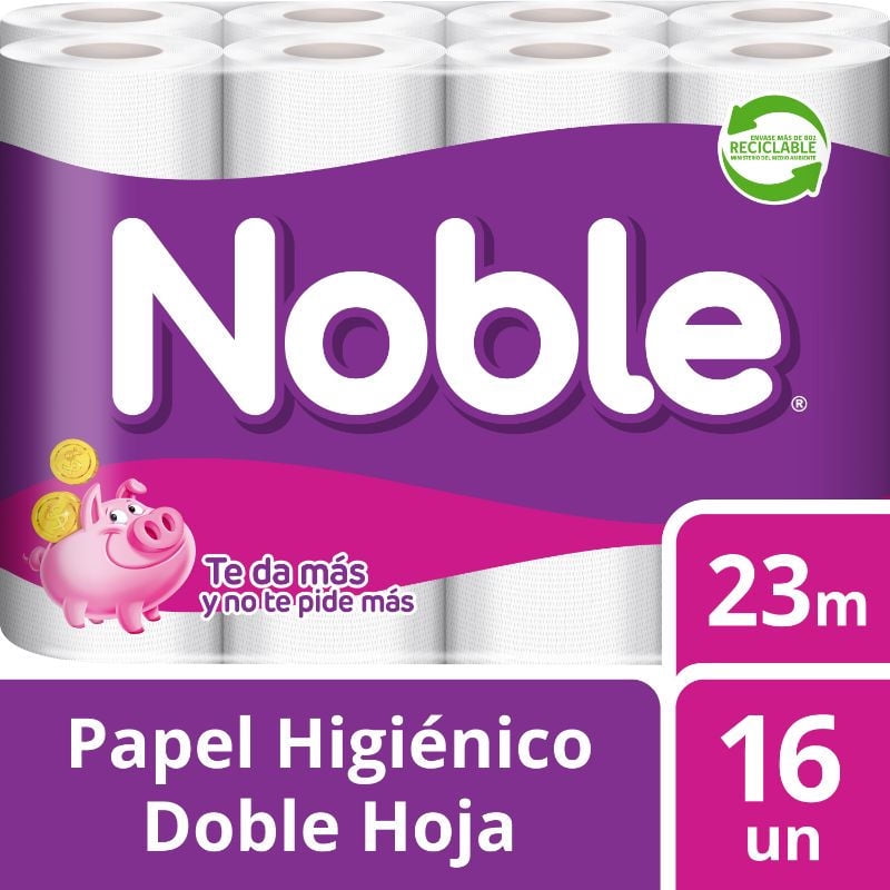 Papel Higiénico Doble Hoja 23 M 16 Un Noble