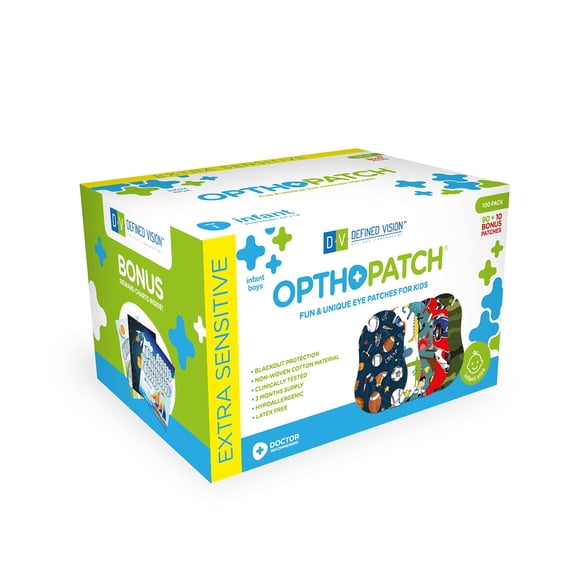 Parches para ojos OPTHOPATCH para bebés y niños, 100 unidades, +3 tablas