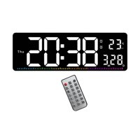 Magideal - Reloj De Pared Digital, Reloj Con Calendario, Luz Ajustable De 10 Niveles, Pantalla De Temperatura, Mes, Fecha, Semana Para Dormitorio, Cabecera De Blanco
